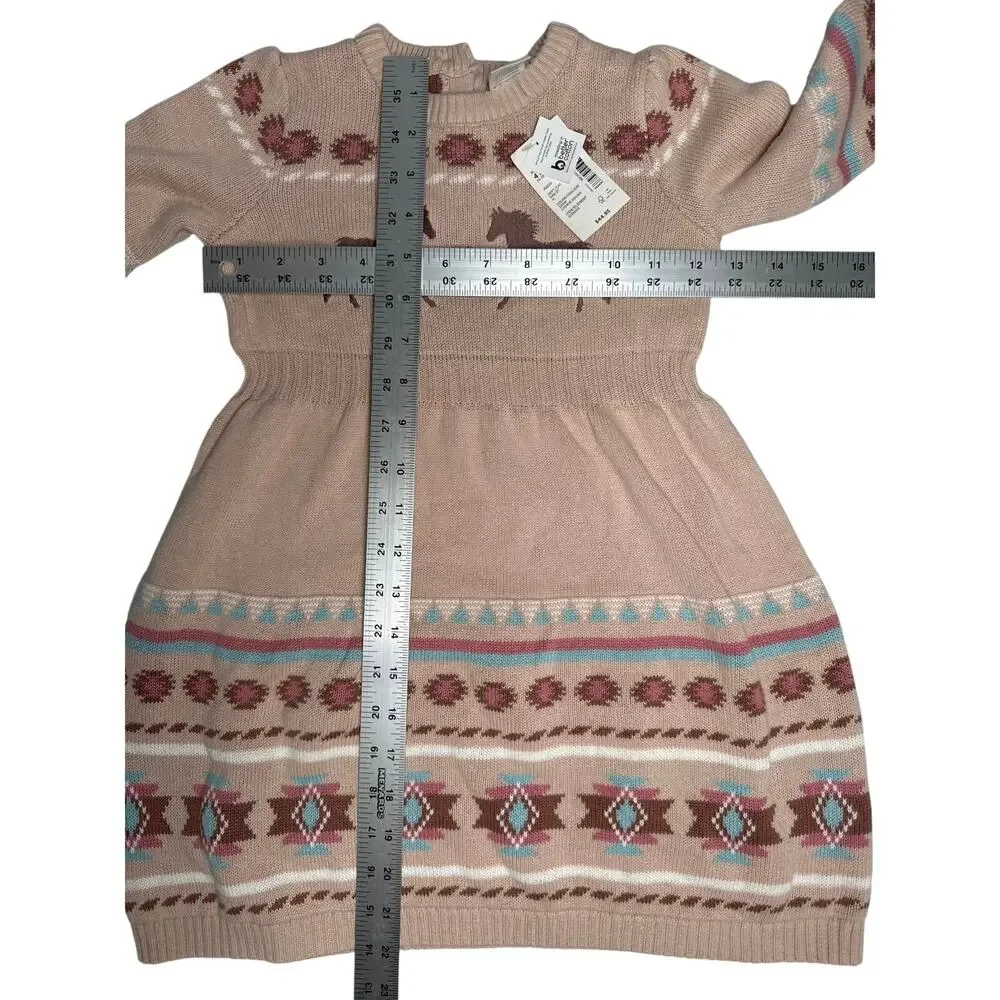 Gymboree Intarsia Horse Fairisle Sweater Dress Little Rocky Mountain Tan size 4T